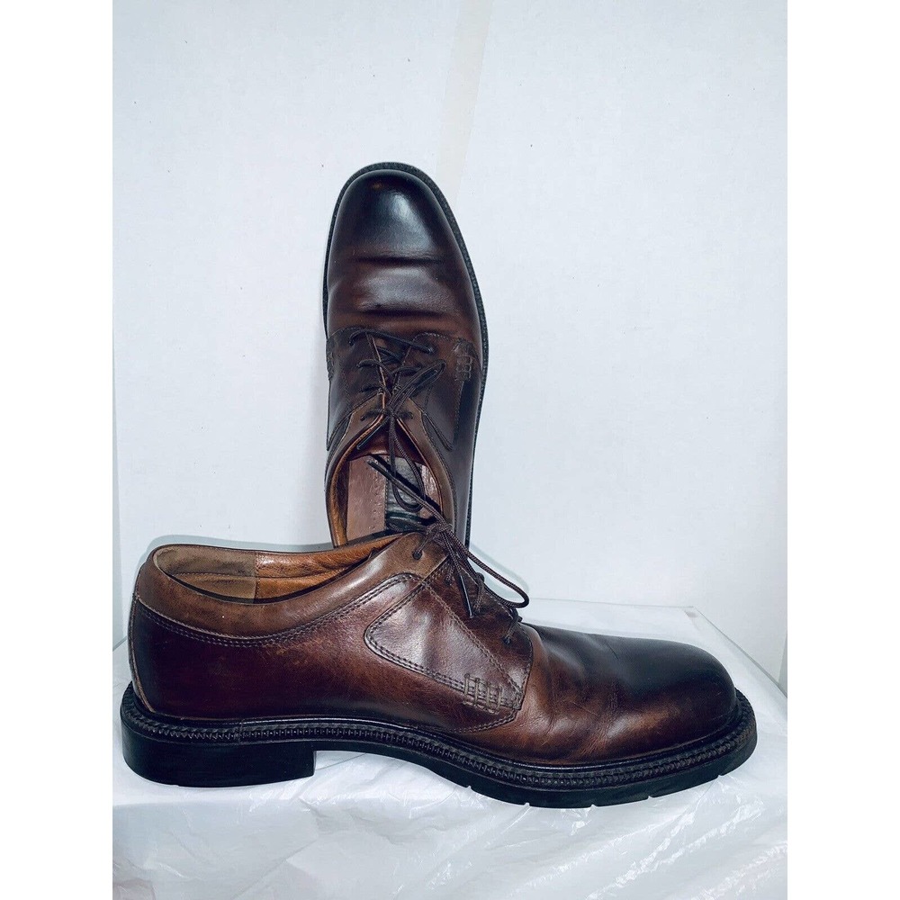 JOHNSTON MURPHY 20-1640 Brown Leather Sheepskin Insole Dress Oxford Sz 10 M GUC